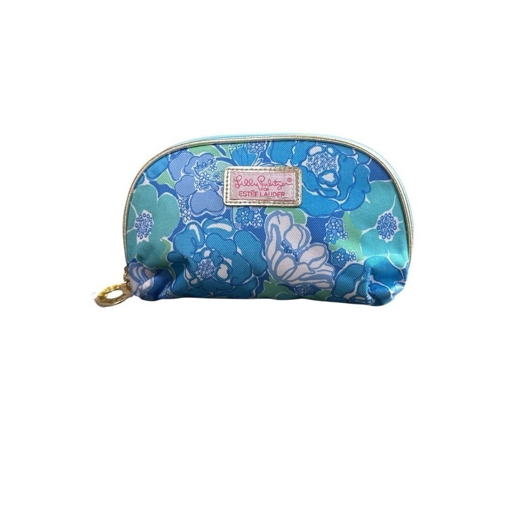 Lilly Pulitzer Cosmetic Bag Womens OS Blue Green Floral Good Makeup Pouch